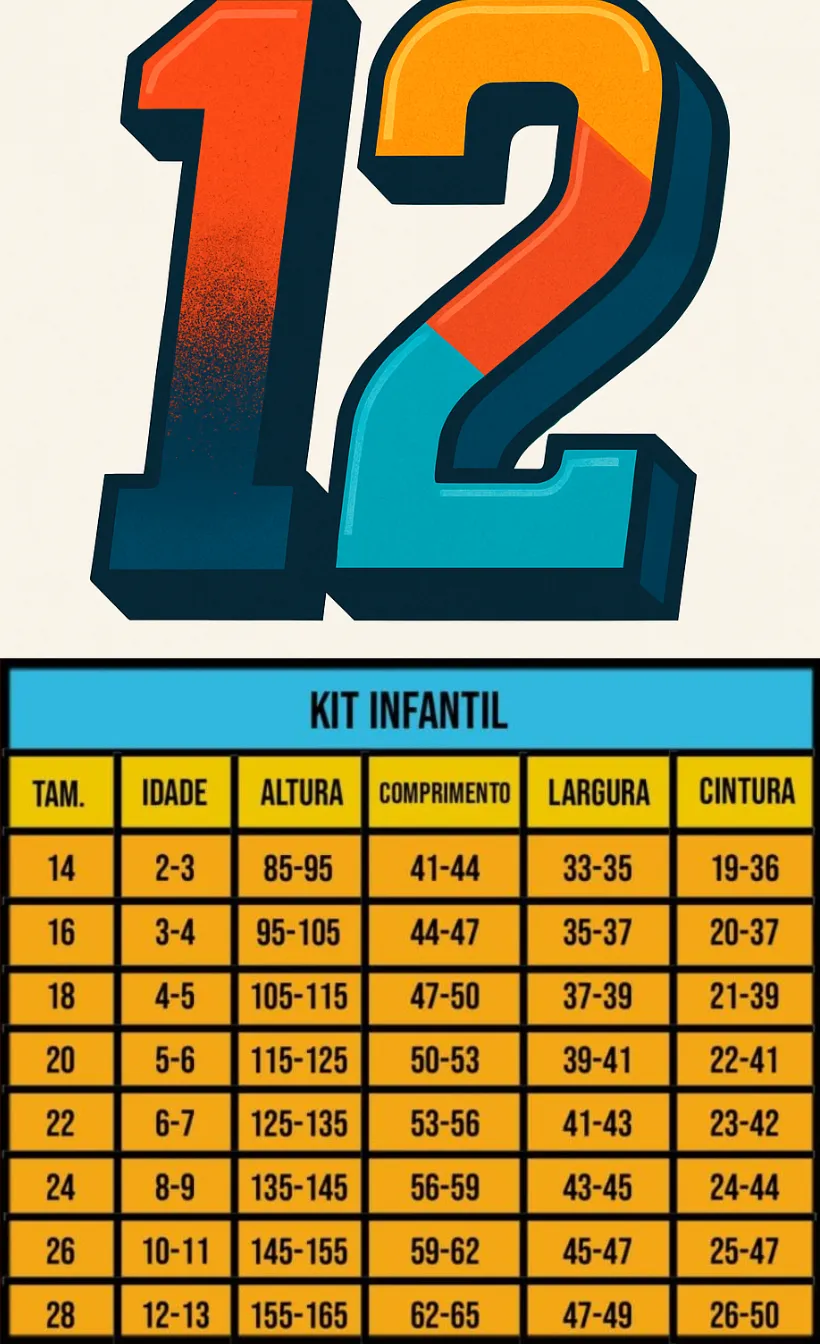 Tabela de medidas infantil