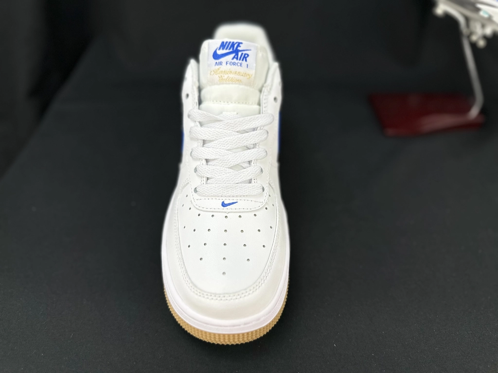Nike Air Force 1 Branco & Azul - Sola Borracha Natural - Vista 5