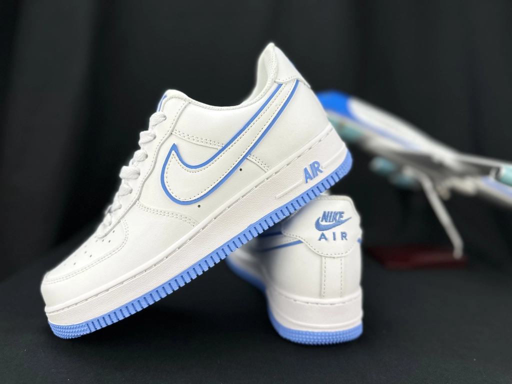 Nike Air Force 1 Duplo Swoosh Branco e Azul - Vista 6