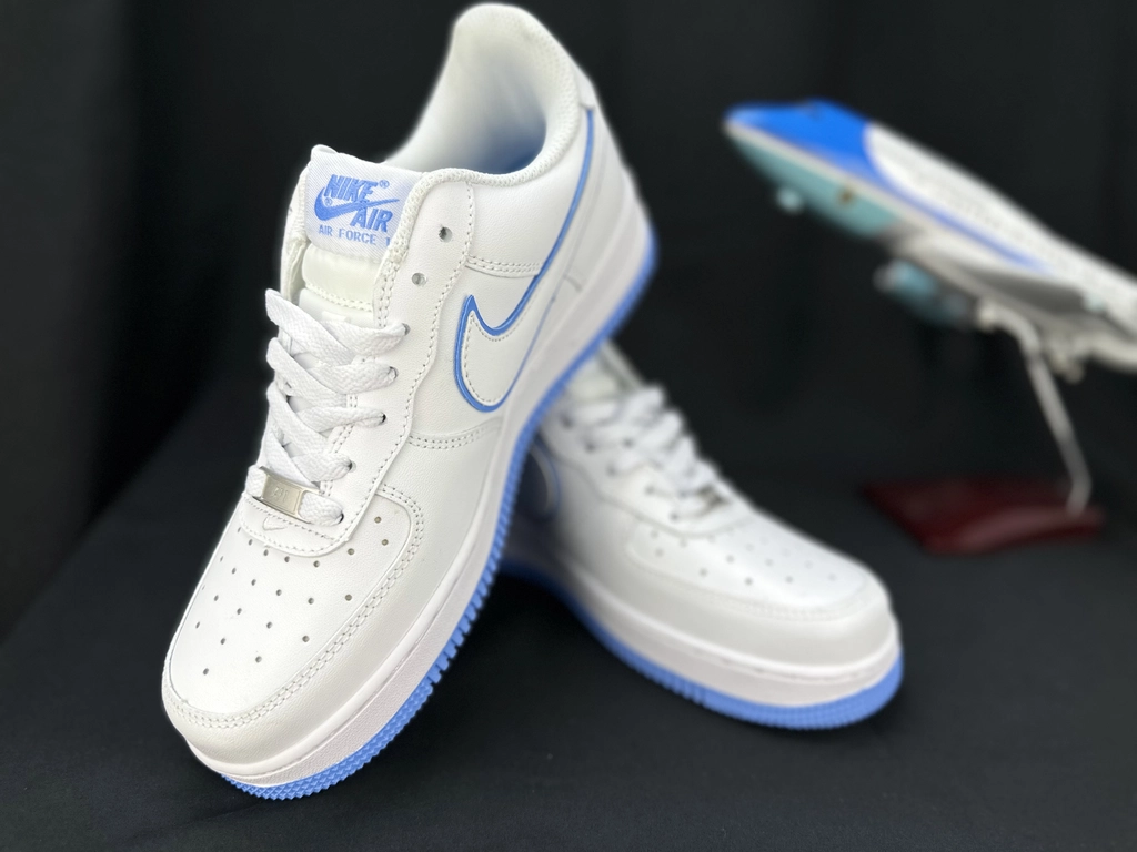 Nike Air Force 1 Duplo Swoosh Branco e Azul - Vista 8